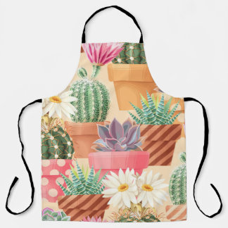 Tablier Détaillé succulent, cactus motif sans soudure.