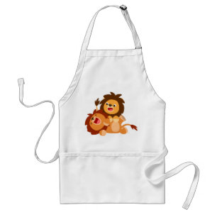 Tablier Deux mignonnes caricatures jouées Lions Apron