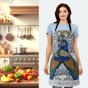 Tablier Deux Peacocs dans Apron d'Art Amour, Chefs Cuisine