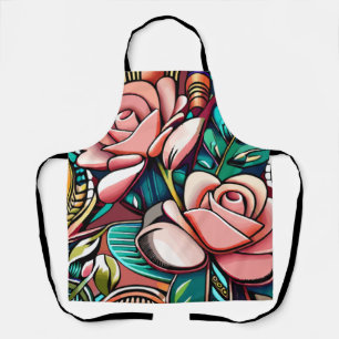 Tablier Deux Roses : Un Arrangement Floral À Motifs