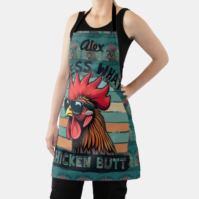Tablier Devinez quoi cul de poulet drôle rétro coq (Insitu)