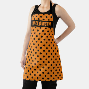 Tablier d'Halloween à petits pois orange et noir