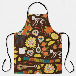 Tablier Dia De Los Muertos, motif de dessins animés.