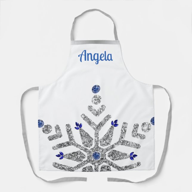 Tablier Diamant et Sapphire Snowflake hiver (Recto)