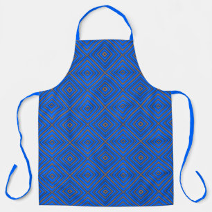 Tablier Diamant Hypnotique Bleu Et Orange Art Pop Moderne