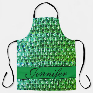 Tablier Diamants verts, pierres gemmes vertes motif de bij