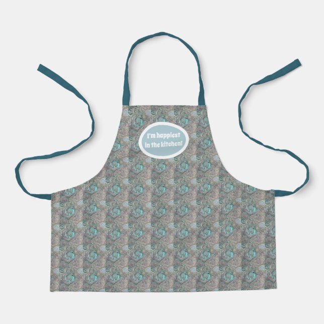 Tablier Digital Swirl Aqua et Dusty Pink Motif (Recto)