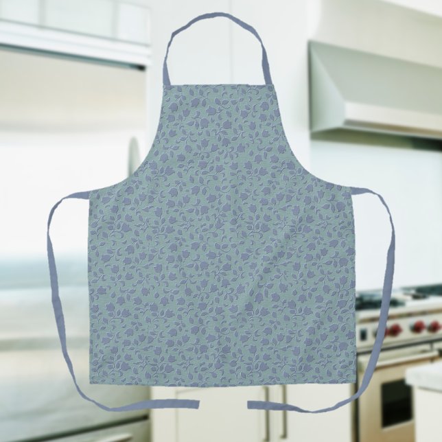 Tablier d'impression recouvert de fleurs bleues (Créateur téléchargé)