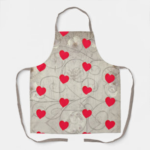 Tablier d'impression tout-en-haut Coeurs et gris