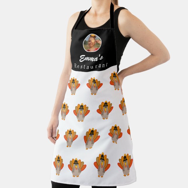 Tablier Dinde de Thanksgiving Photo ou logo personnalisé (Insitu)