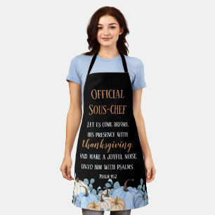 Tablier Dîner d'action de grâce Sous-chef d'aide Noir