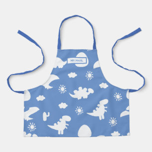 Tablier Dino Doodle Silhouettes Enfants Dinosaure Blue Apr