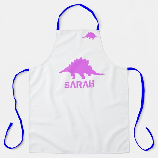 Tablier Dinosaures de famille Apron rose personnalisé - Ho (Recto)