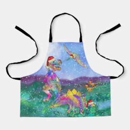 Tablier Dinosaures de Noël colorés