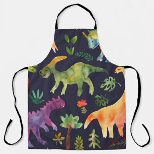 Tablier Dinosaures floraux : Aquarelle