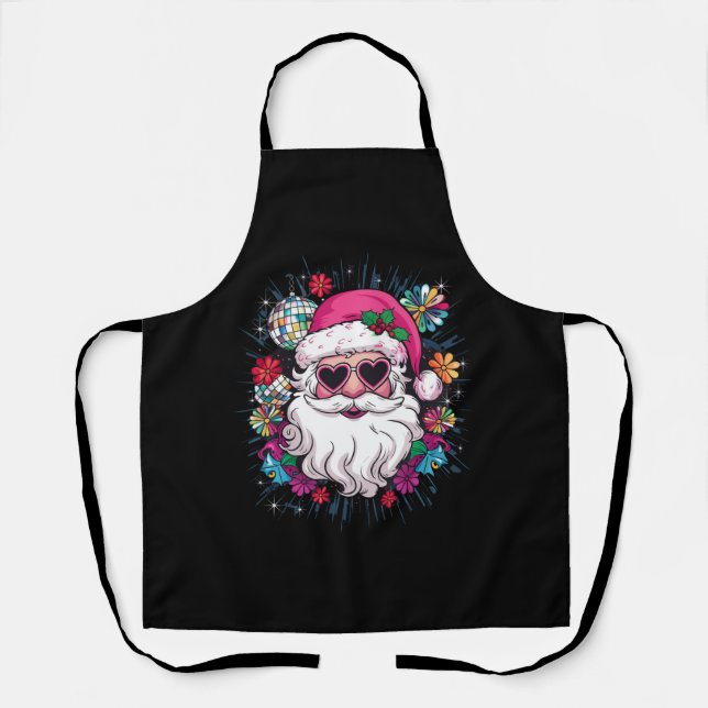 Tablier Disco Rose Père Noël Noël Fête de Noël Drôle (Recto)