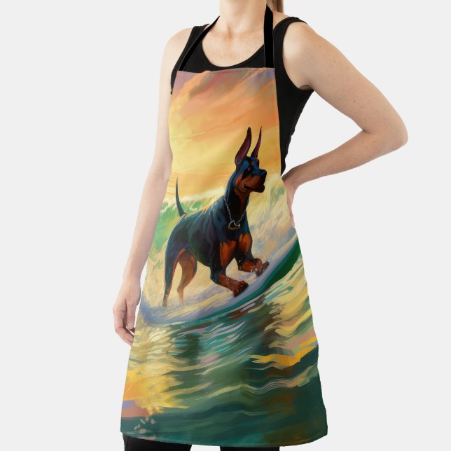 Tablier Doberman Beach Surf Peinture (Insitu)