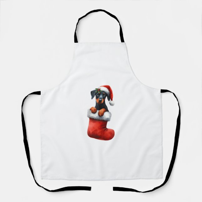 Tablier Doberman Pinscher Dans Le Choc Noël Noël Noël Noël (Recto)