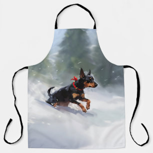 Tablier Doberman Pinscher neige de Noël hiver