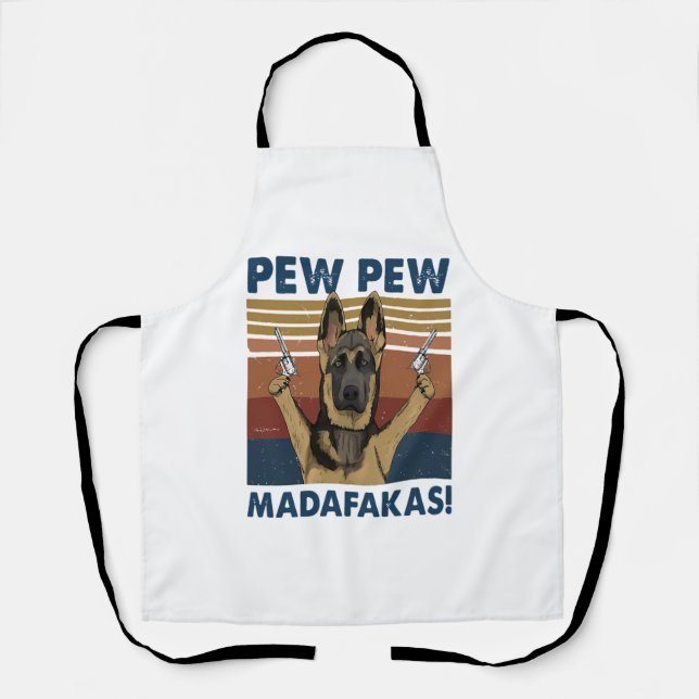 TABLIER DOG PEW PEW MADAFAKAS VINTAGE RETRO   (Recto)