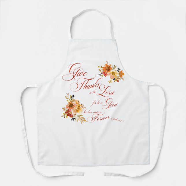 Tablier Donner Merci à Lord fall aquarelle fleurie (Recto)