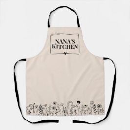 Tablier Doodle Floral Personnalisé Tout-En-Plan