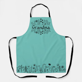Tablier Doodle Floral Personnalisé Tout-En-Plan