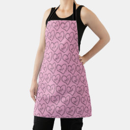 Tablier Doodles Black Hearts Saint-Valentin