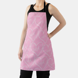 Tablier Doodles Black Hearts Saint-Valentin Rose