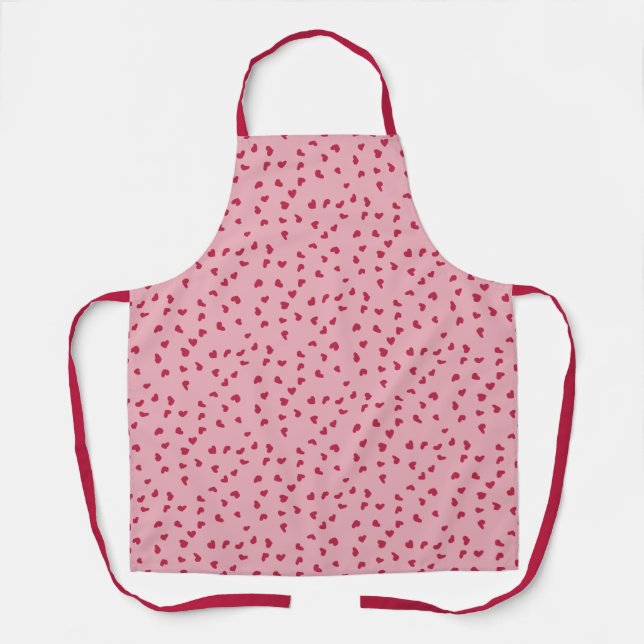 Tablier Doodles de coeur épars Pink Valentine's Day (Recto)