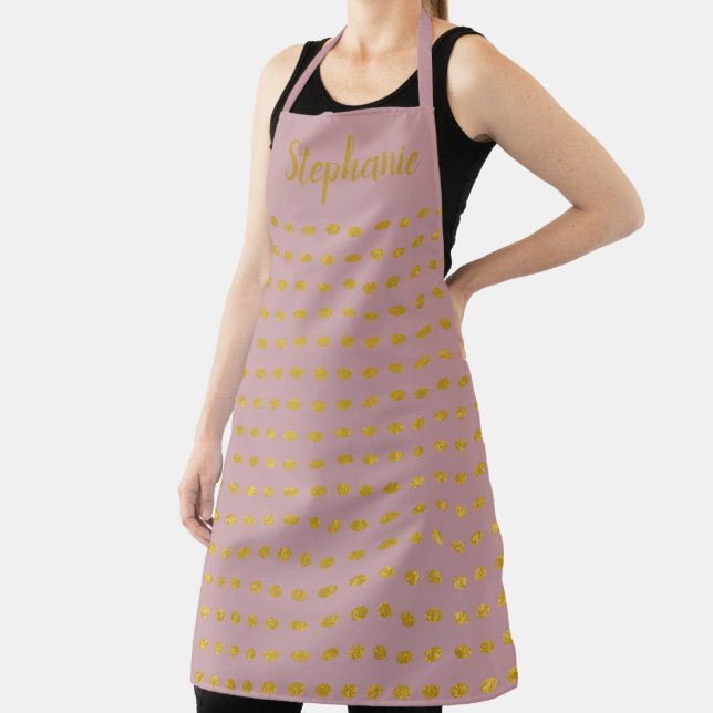 Tablier D'Or Personnalisé Rose Et Dots (Insitu)