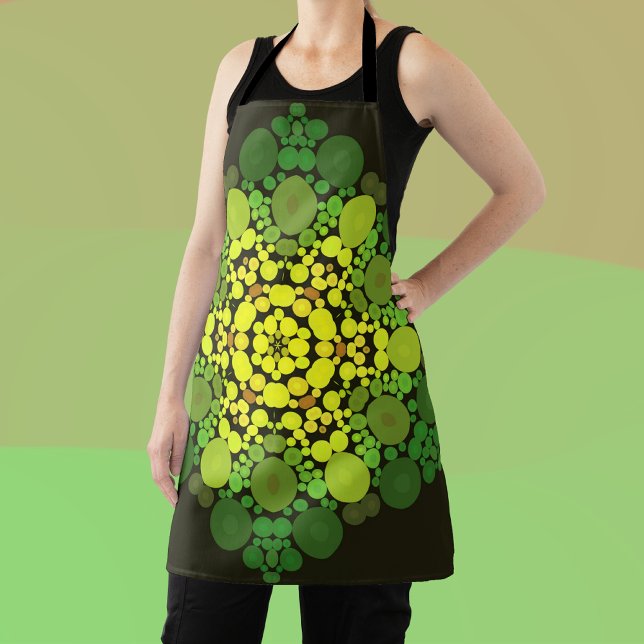 Tablier Dot Mandala Fleur Jaune et Vert (Créateur téléchargé)