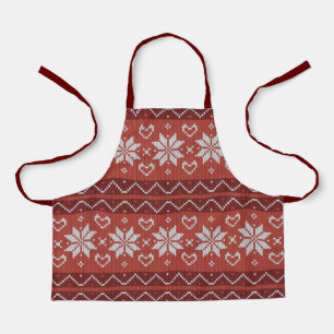 Tablier Douille de Noël moche Scandinave Knit Coeur rouge