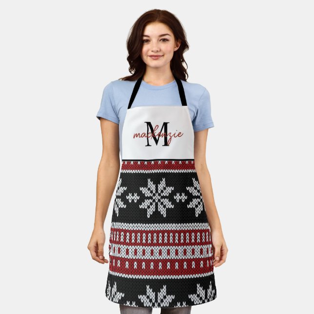 Tablier Doux de Noël Monogrammé Motif Apron (Porté)