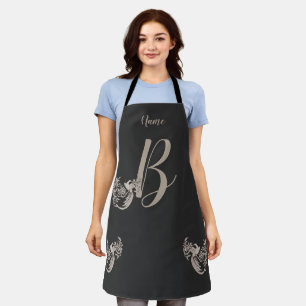Tablier Dove Elegant Monogramme Initiale B Personnalisé