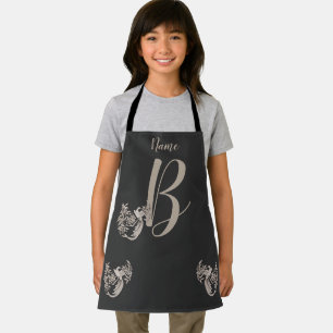 Tablier Dove Elegant Monogramme Initiale B Personnalisé