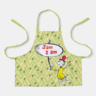 Tablier Dr. Seuss Sam-I-Am tenant une pancarte