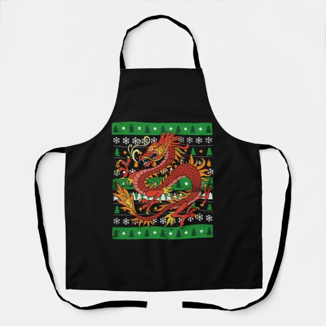 Tablier Dragon laide Noël (Recto)