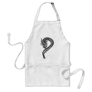 Tablier Dragon noir et blanc