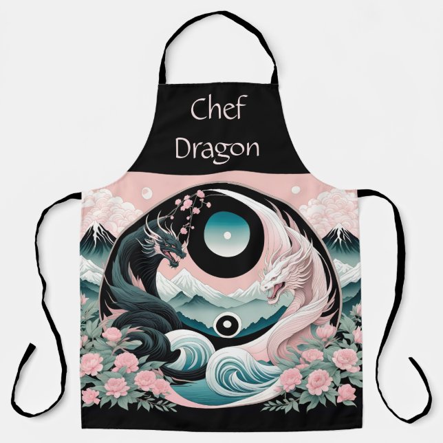 Tablier Dragons Floral Mountain Rose Sage Turquoise (Recto)