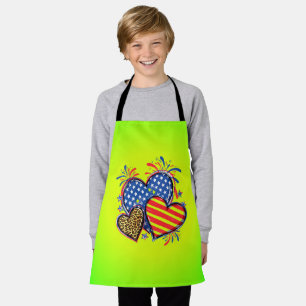 Tablier Drapeau Américain Cœur Léopard Sublimation-64210