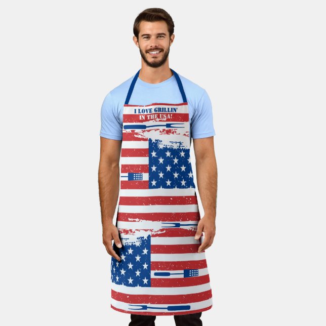 Tablier Drapeau américain cuisine patriotique grillade (Porté)