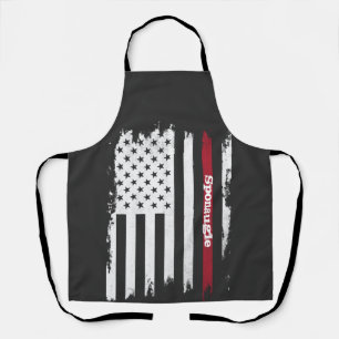 Tablier Drapeau américain en détresse Red Stripe Nom perso