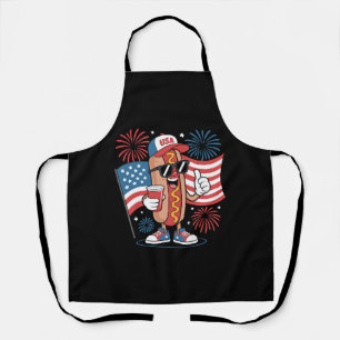 Tablier Drapeau américain hot-dog du 4 juillet Feu d'artif