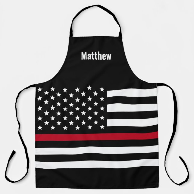Tablier Drapeau américain Mince Red Line Firefighter (Recto)