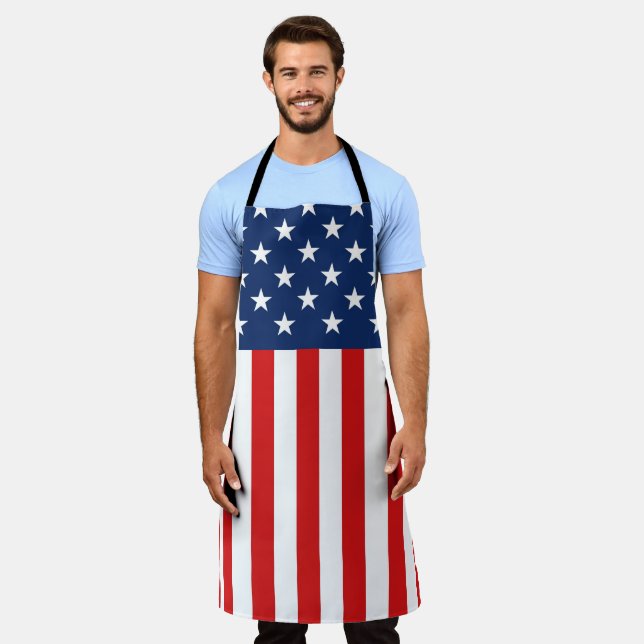 Tablier Drapeau américain Patriot 4 juillet Bleu Rouge Bla (Porté)