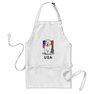 Tablier Drapeau américain Vieux chien anglais (Grey 1)