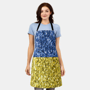 Tablier Drapeau bleu jaune Ukraine parties scintillant fau