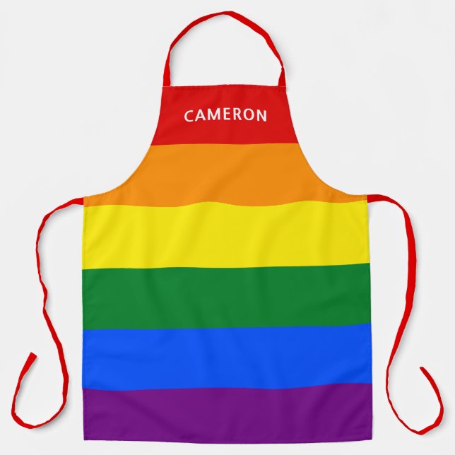 Tablier Drapeau de la Fierté Gay Monogrammé (Recto)