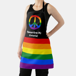 Tablier Drapeau de la fierté LGBT et signe de paix avec te